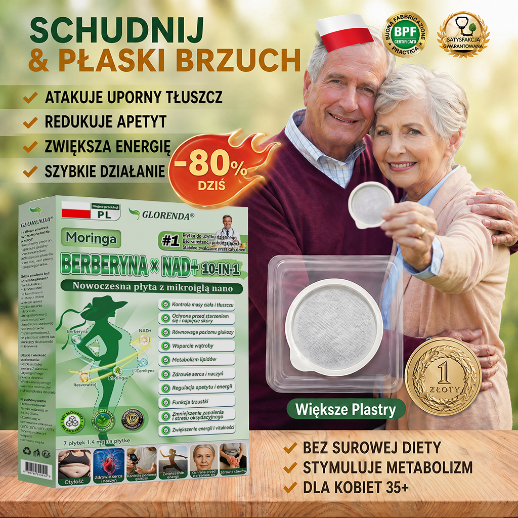 🇵🇱 Oficjalny Sklep|🔮Glorenda® Moringa · Berberyna × NAD+ 10-w-1 Zaawansowana Nano Mikronakłuwająca Plaster (tylko raz dziennie, widoczne efekty już po 7 dniach) ✅ Dla osób z otyłością, luźną skórą, cukrzycą, bezdechem sennym, problemami stawowymi i innymi