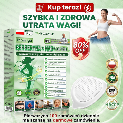 🇵🇱 Oficjalny Sklep|🧺Glorenda® Moringa · Berberyna × NAD+ 10-w-1 Zaawansowana Nano Mikronakłuwająca Plaster (tylko raz dziennie, widoczne efekty już po 7 dniach) ✅ Dla osób z otyłością, luźną skórą, cukrzycą, bezdechem sennym, problemami stawowymi i innymi