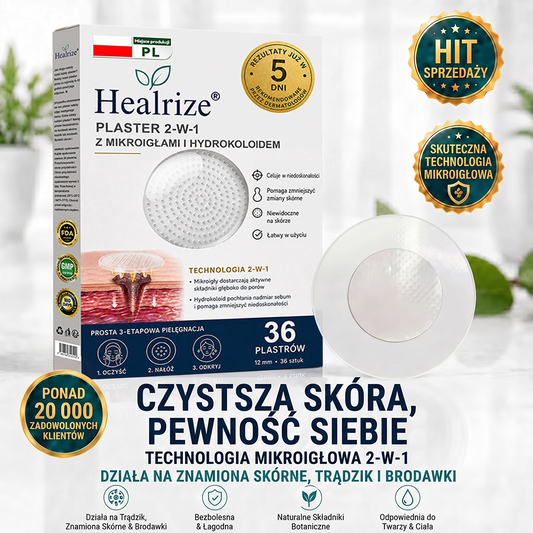 🍃🇵🇱 𝐇𝐞𝒂𝒍𝗿𝗶𝙯𝙚® 2-w-1 Plaster Mikronakłuwający i Hydrokoloidowy 🌿 | Usuwanie wypukłych znamion, trądziku, brodawek płaskich i włókniaków | | Pomaga poprawić wygląd zmarszczek, blizn i niedoskonałości skóry | | Niewidoczne plastry do twarzy i ciała |