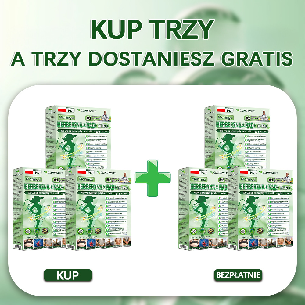 🇵🇱 Oficjalny Sklep|🧺Glorenda® Moringa · Berberyna × NAD+ 10-w-1 Zaawansowana Nano Mikronakłuwająca Plaster (tylko raz dziennie, widoczne efekty już po 7 dniach) ✅ Dla osób z otyłością, luźną skórą, cukrzycą, bezdechem sennym, problemami stawowymi i innymi
